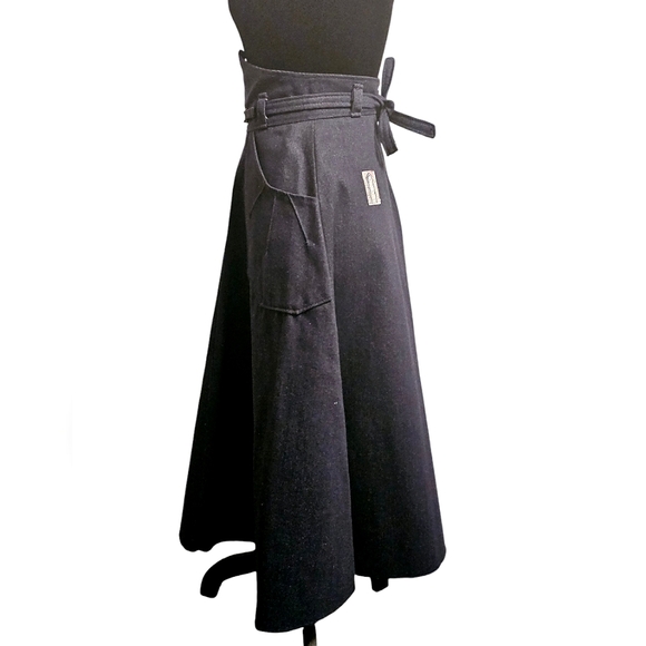 Vintage DENIM High Waist A-Line Flared Midi Skirt - Picture 2 of 16